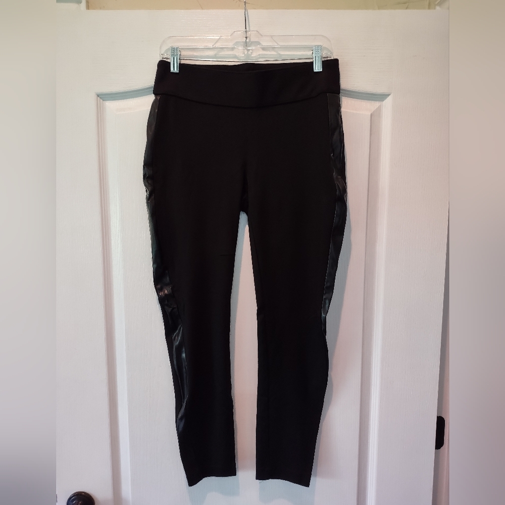 The Limited Black Leggings With Faux Leather Trim Size Medium
